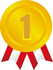ranking medal icon illustration. 1st place (gold) / png