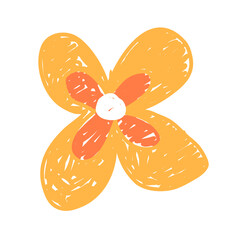 Kids drawing flower with crayon style