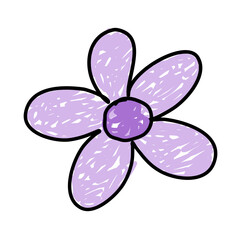 Kids drawing flower with crayon style