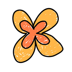 Kids drawing flower with crayon style