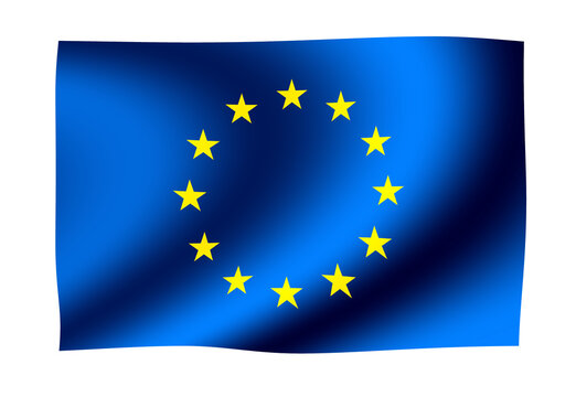 Waving EU (European union ) flag illustration / png