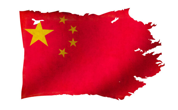 Dirty and torn country flag illustration / China