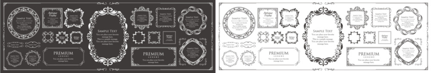 クリスマスモチーフのフレームデザインセット。ゴージャスでエレガントなデザイン素材