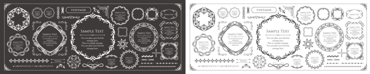 クリスマスモチーフのフレームデザインセット。ゴージャスでエレガントなデザイン素材