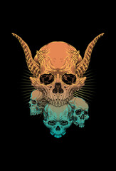 Skulls head with horn illustration