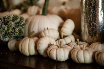 White pumpkins fall table decorations