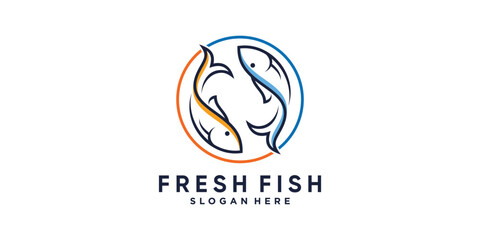 Fresh fish logo design template with creative idea