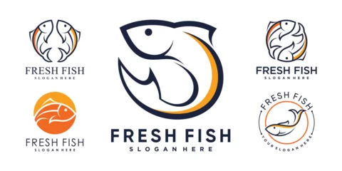 Foto op Canvas Set of fresh fish logo design template for business icon with creative idea © Bejo