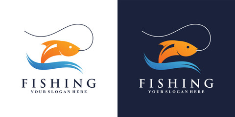Fototapeta premium Fishing logo design template with creative idea