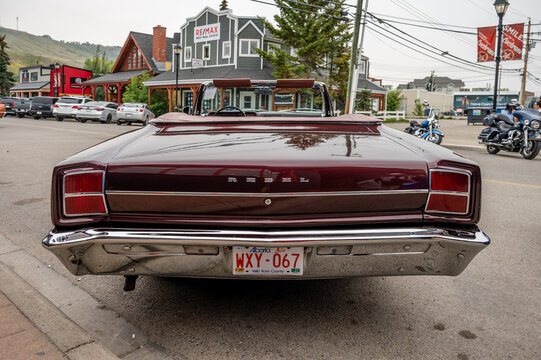 Cochrane, Alberta - September 11, 2022: A classic Rambler Rebel convertible car.