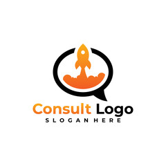fast consult logo concept, consult rocket design template