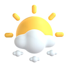 sun and cloud 3d icon illustration