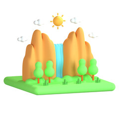 3d icon illustrations landscape of a mountain nature and environment