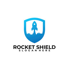 rocket shield logo vector design template
