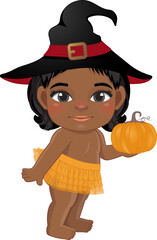 Baby's 1st Thanksgiving with cute baby black girls cartoon for baby clothes, greeting and invitation card, poster, and gifts design.