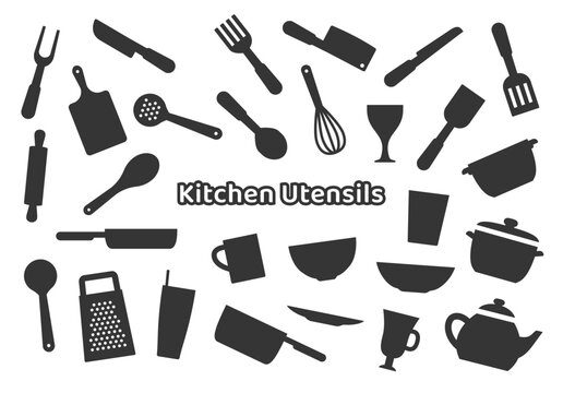 Kitchen utensils icon bold collection