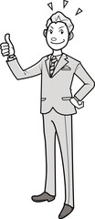 グッドポーズをするビジネスマン、ビジネスウーマン