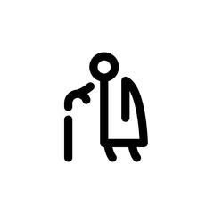 Old man with a cane line vector icon.