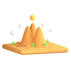 3d icon illustration mountain landscape desert