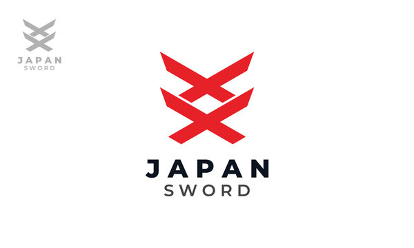 Letter X Logo Design With Japanese Samurai Sword