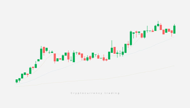 Candlestick graph stock exchange or trading. Cryptocurrency candlestick strategy. Cryptocurrency market candlesticks on white background. Financial market chart.
