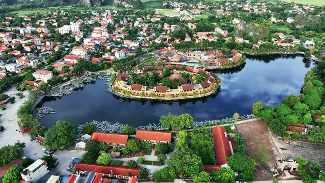 Aerial view of Tam Coc, Ninh Binh in Vietnam.