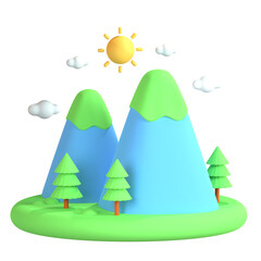 3d icon illustration of a mountain landscape nature