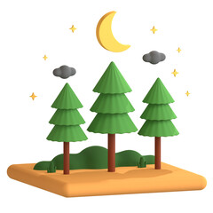 3d icon illustration forest jungle
