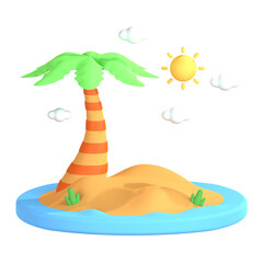 3d icon illustrations beach vacation holiday