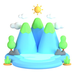 3d icon illustration mountain landscapes
