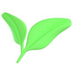 3d icon illustration green leaf