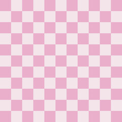 Pink and white checkered background. Vector illustration of a chess pattern.