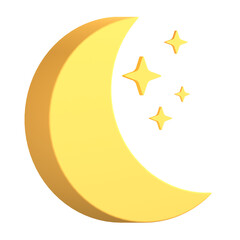 3d icon illustration moon and stars transparent PNG