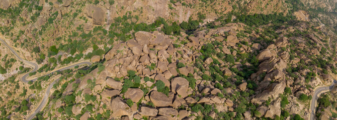 Aerial views of the Jabal Shada Mountain Reserve in the Al Baha region of Saudi Arabia