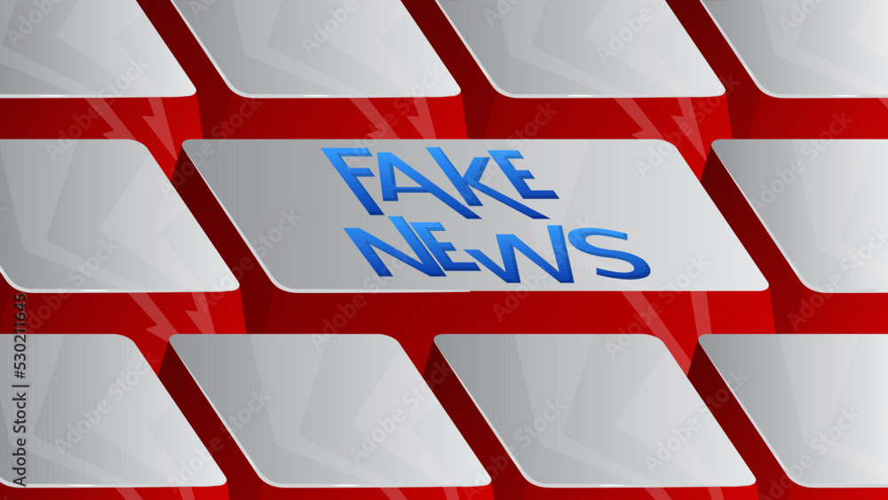 Poster computer keyboard with fake news text. close-up of an electronic computer device part, keypad.