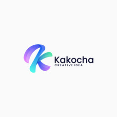 Vector Logo Illustration Letter K Gradient Colorful Style.