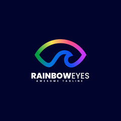 Vector Logo Illustration Rainbow Eye Gradient Colorful Style.
