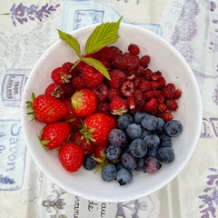 Summer fruits from the garden. Healthy and tasty snack. 