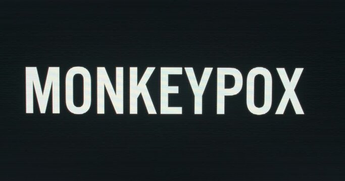Closeup of Monkeypox being Typed onto Vintage Computer Monitor with Blinking Cursor. Digital Words Intro CRT LCD TV Screen Pixels Macro Detail 4K