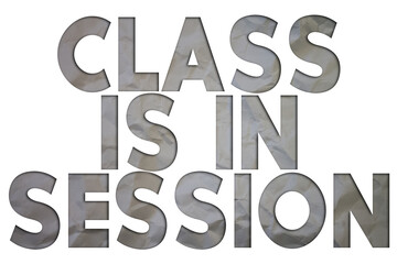 Class Is In Session text with Torn, Crumpled White Paper on colored background.