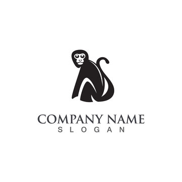 Monkey animal logo design template illustration vector