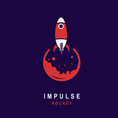 Creative Red Rocket Circle Logo Design Illustration