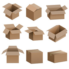 set of cardboard boxes