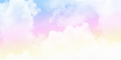 Obraz na płótnie Canvas Vector illustration of fantasy sky background and pastel color. soft cloud sky abstract pastel colorful background