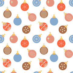 Seamless pattern with Christmas tree balls