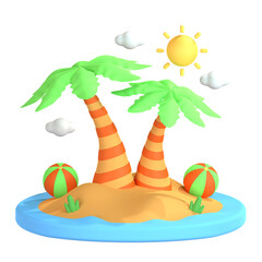 3d icon illustration beach vacation holiday