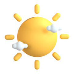 3d icon illustrations of a sun and clouds
