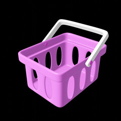 3D illustration Minimal shopping basket icon Logo illustration and design. An online shop and marketplace element.