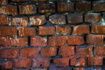 Old red brick wall	
