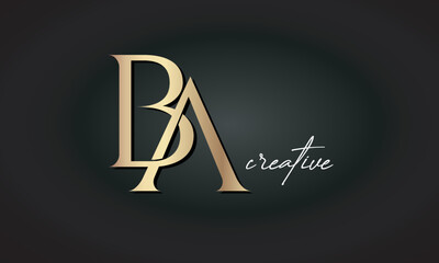 BA letters luxury jewellery fashion brand monogram, creative premium stylish golden logo icon